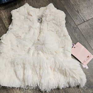 Girls' Cream Faux Fur Vest by Wild & Gorgeous